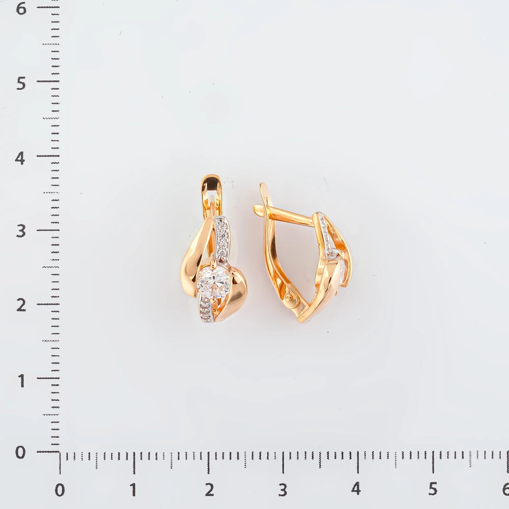 Серьги с фианитом из красного золота 585 пробы 2