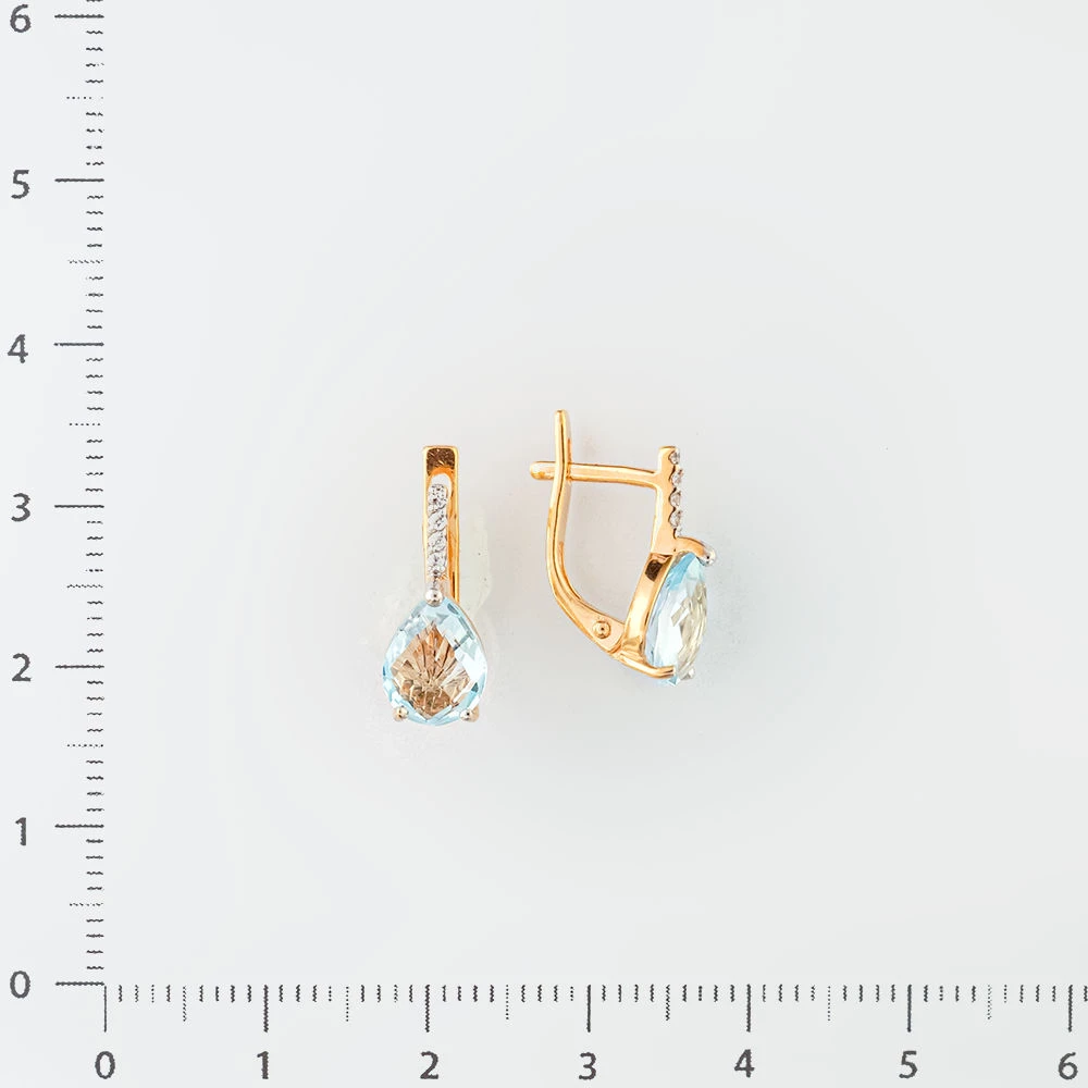 Серьги с топазом из красного золота 585 пробы 2