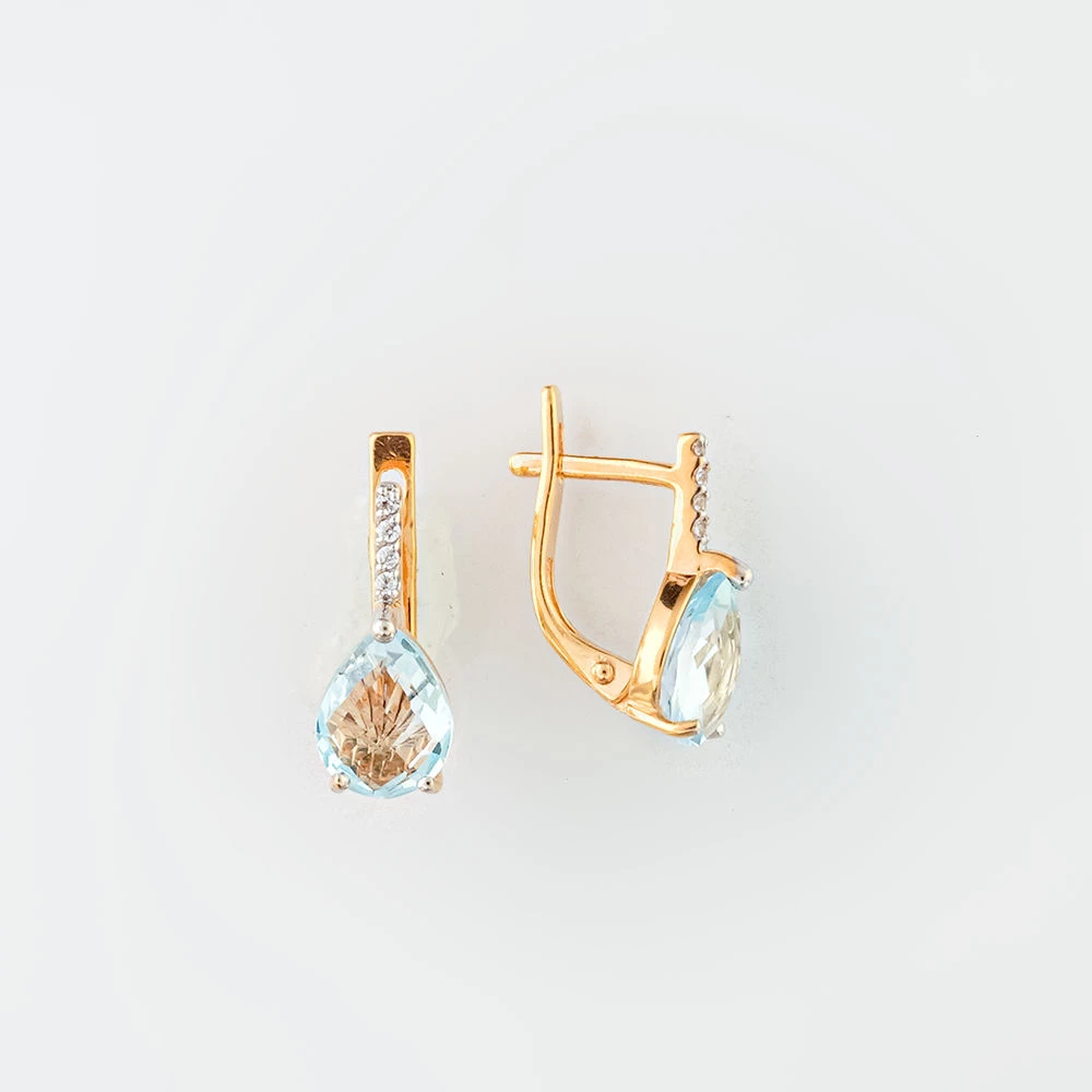 Серьги с топазом из красного золота 585 пробы 1