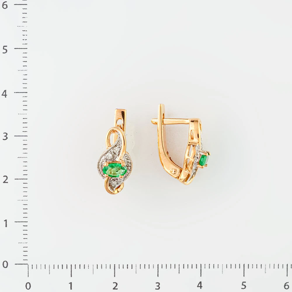 Серьги с изумрудом из красного золота 585 пробы 2