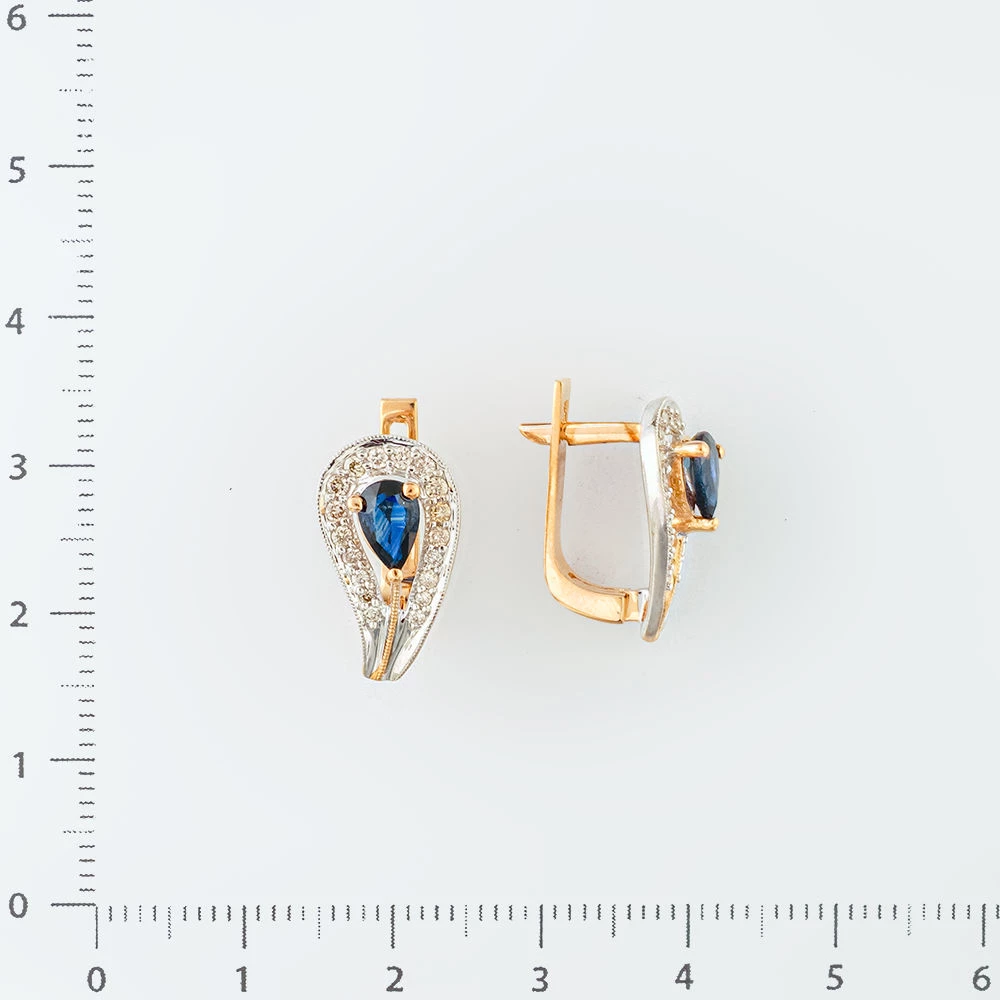 Серьги с сапфиром из красного золота 585 пробы 2