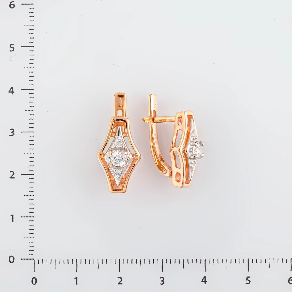 Серьги с фианитом из красного золота 585 пробы 2