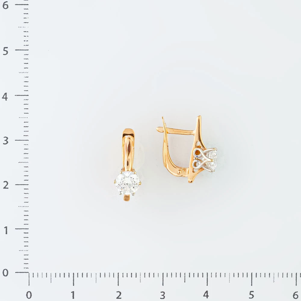 Серьги с фианитом из красного золота 585 пробы 2