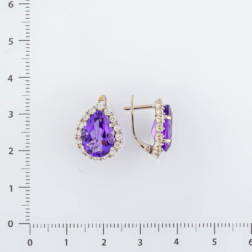 Серьги с аметистом из белого золота 585 пробы 2