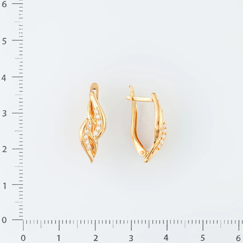 Серьги с фианитом из красного золота 585 пробы 2