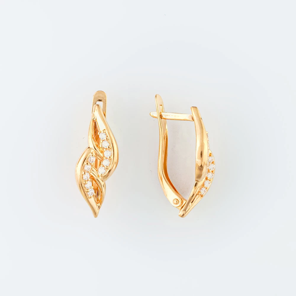 Серьги с фианитом из красного золота 585 пробы 1