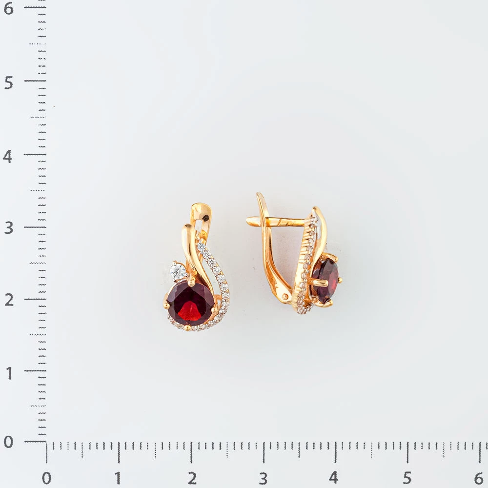 Серьги с гранатом из красного золота 585 пробы 2