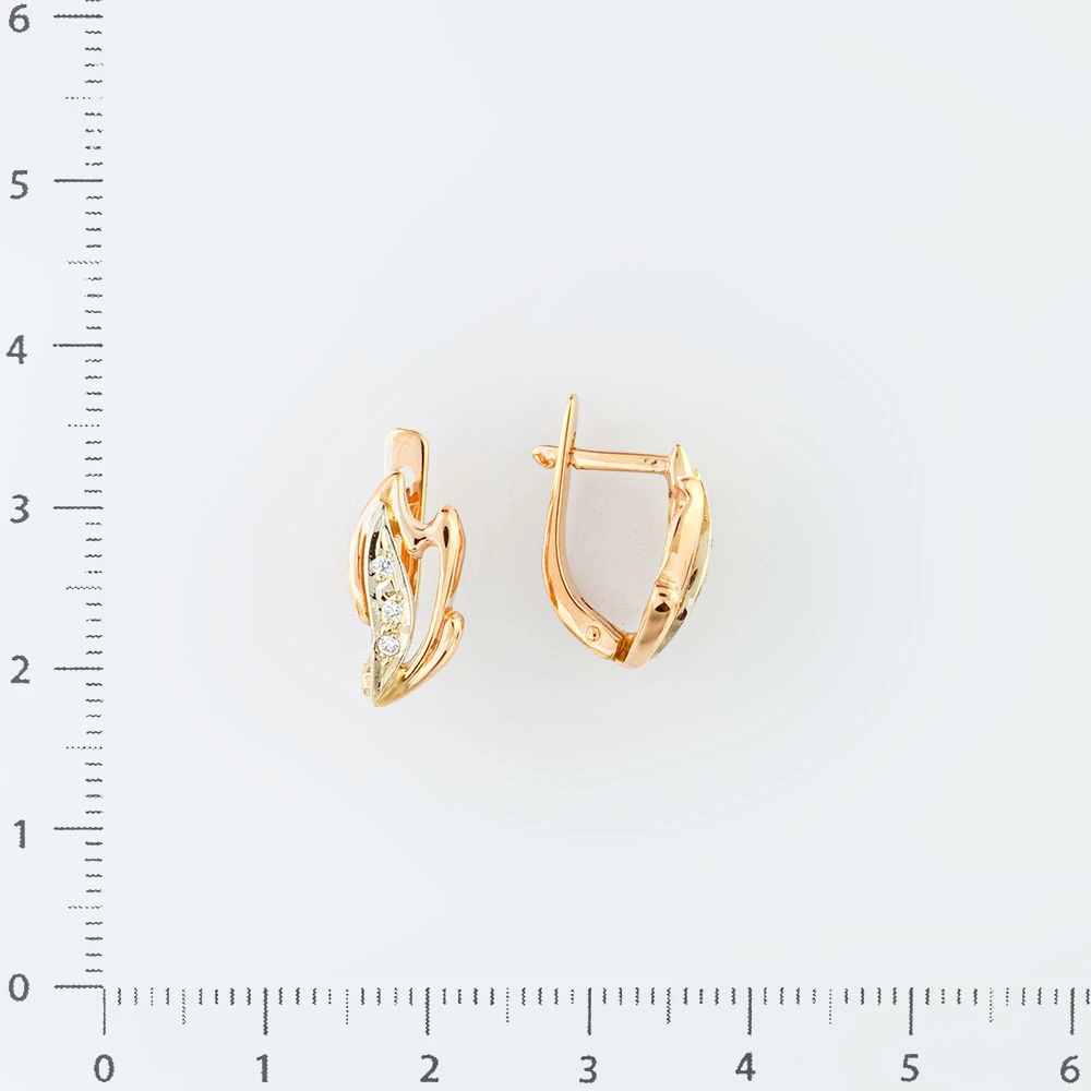 Серьги с фианитом из красного золота 585 пробы 2