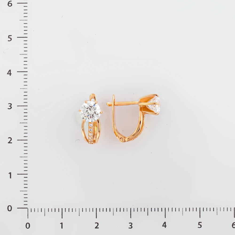 Серьги с фианитом из красного золота 585 пробы 2