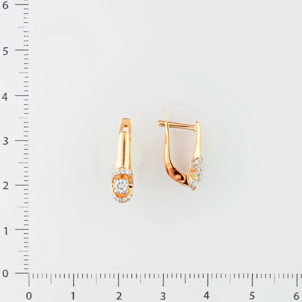 Серьги с фианитом из красного золота 585 пробы 2
