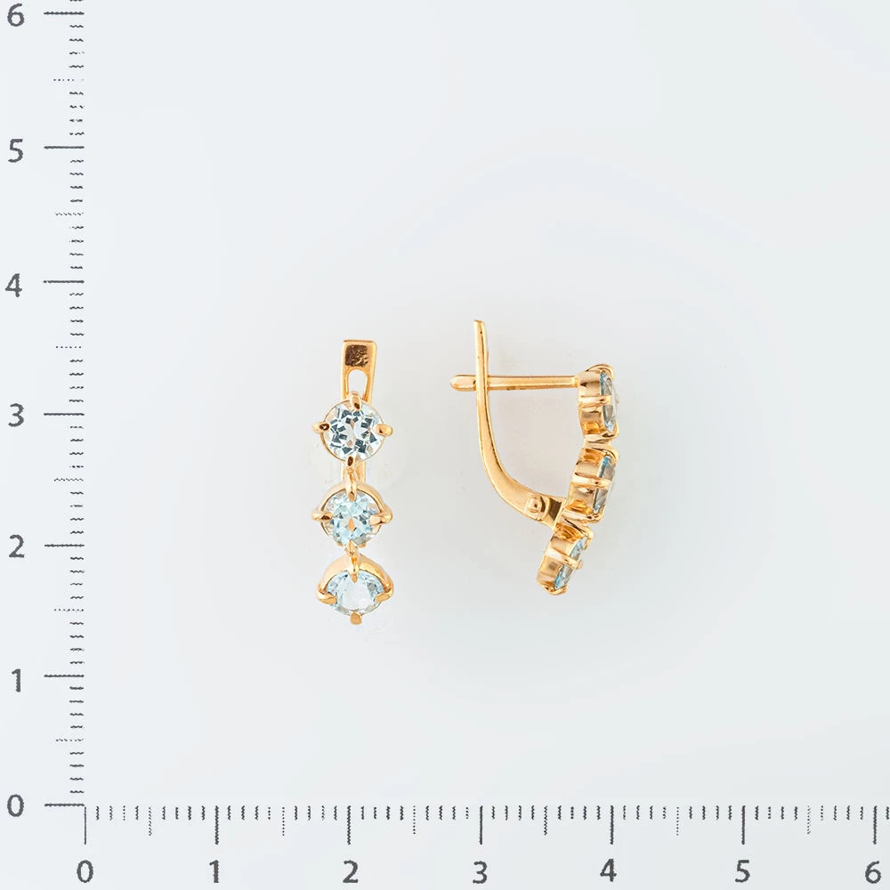 Серьги с топазом из красного золота 585 пробы 2