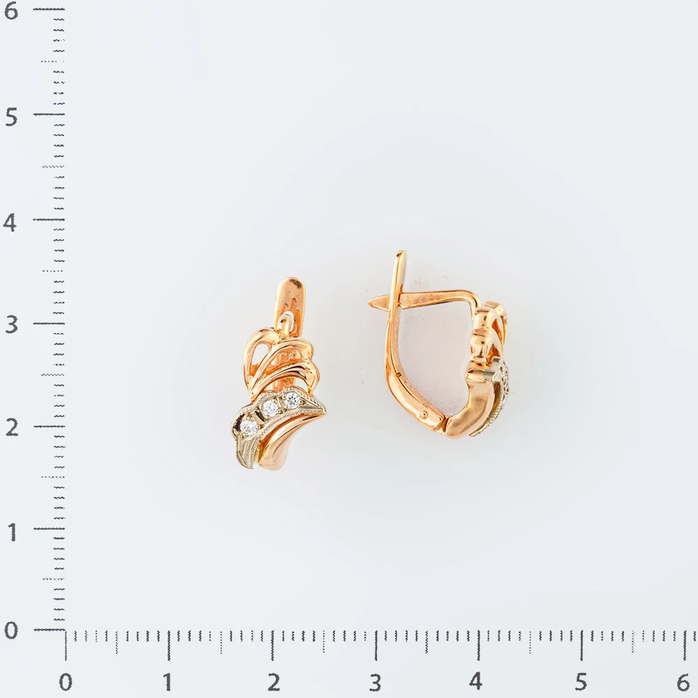 Серьги с бриллиантом из красного золота 585 пробы 2