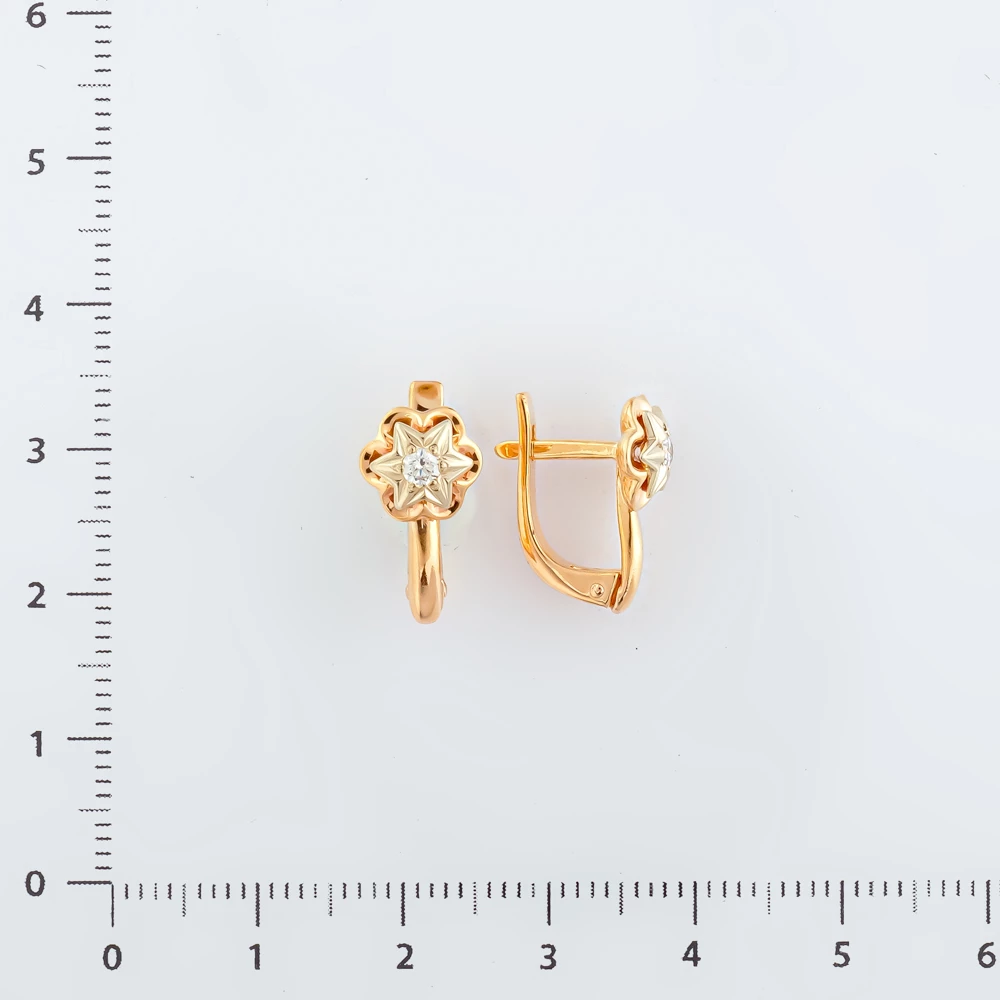 Серьги с бриллиантом из красного золота 585 пробы 2