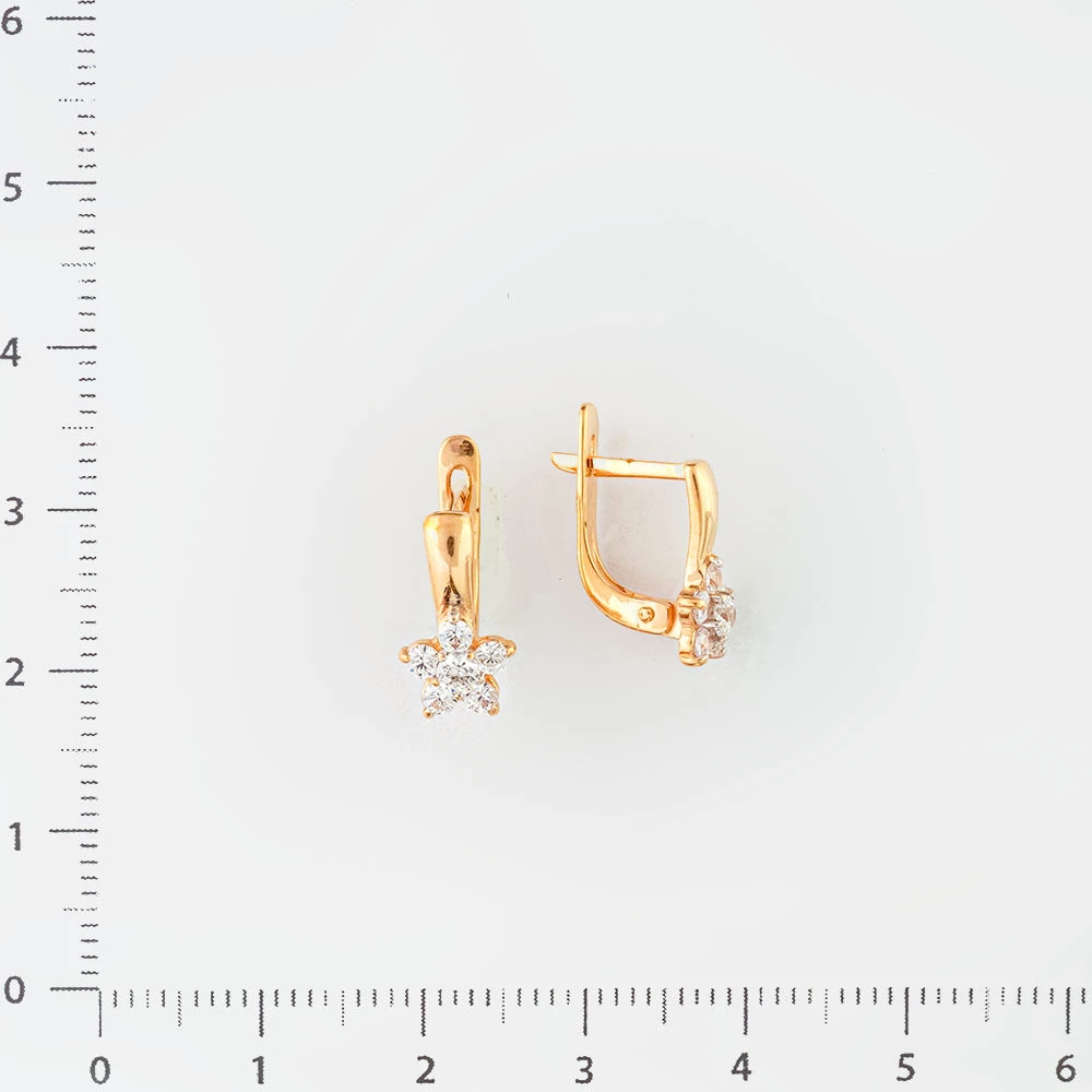 Серьги с фианитом из красного золота 585 пробы 2