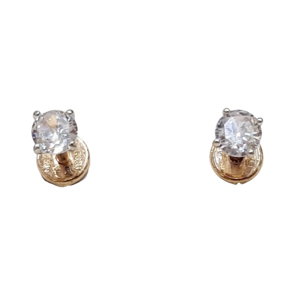 Серьги с фианитом из красного золота 585 пробы 1