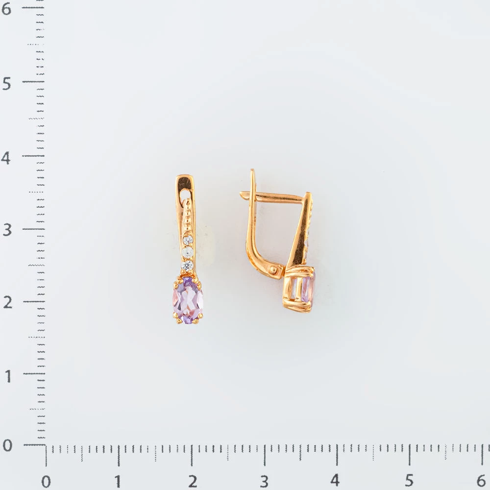 Серьги с аметистом из красного золота 585 пробы 2
