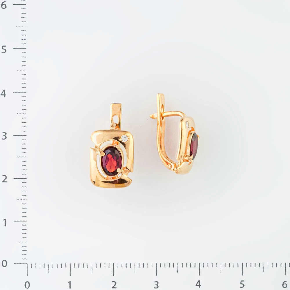 Серьги с гранатом из красного золота 585 пробы 2