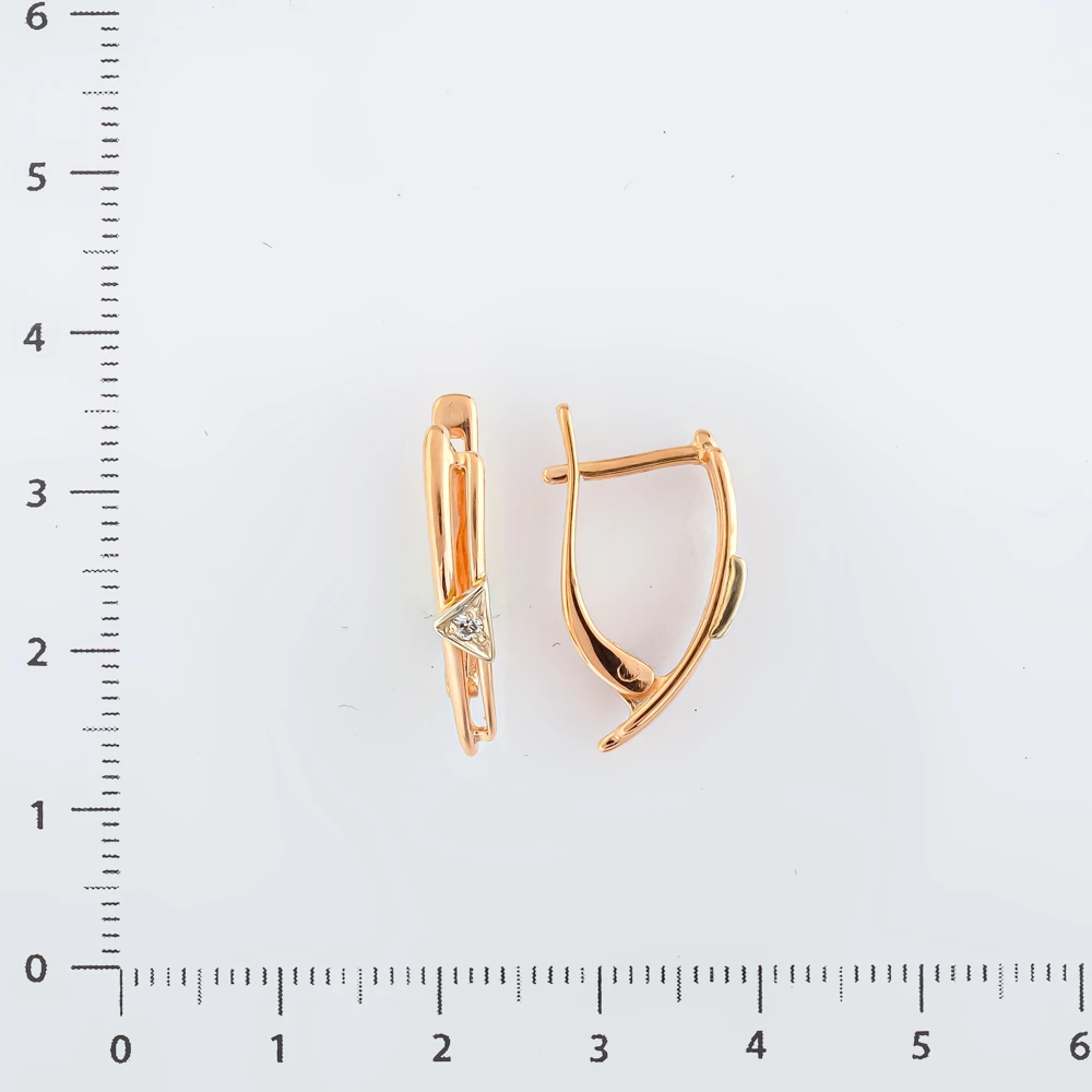 Серьги с фианитом из красного золота 585 пробы 2