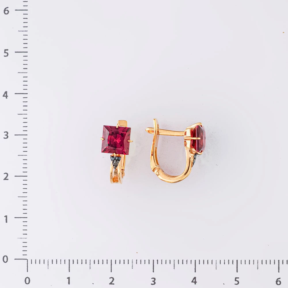 Серьги с гранатом из красного золота 585 пробы 2