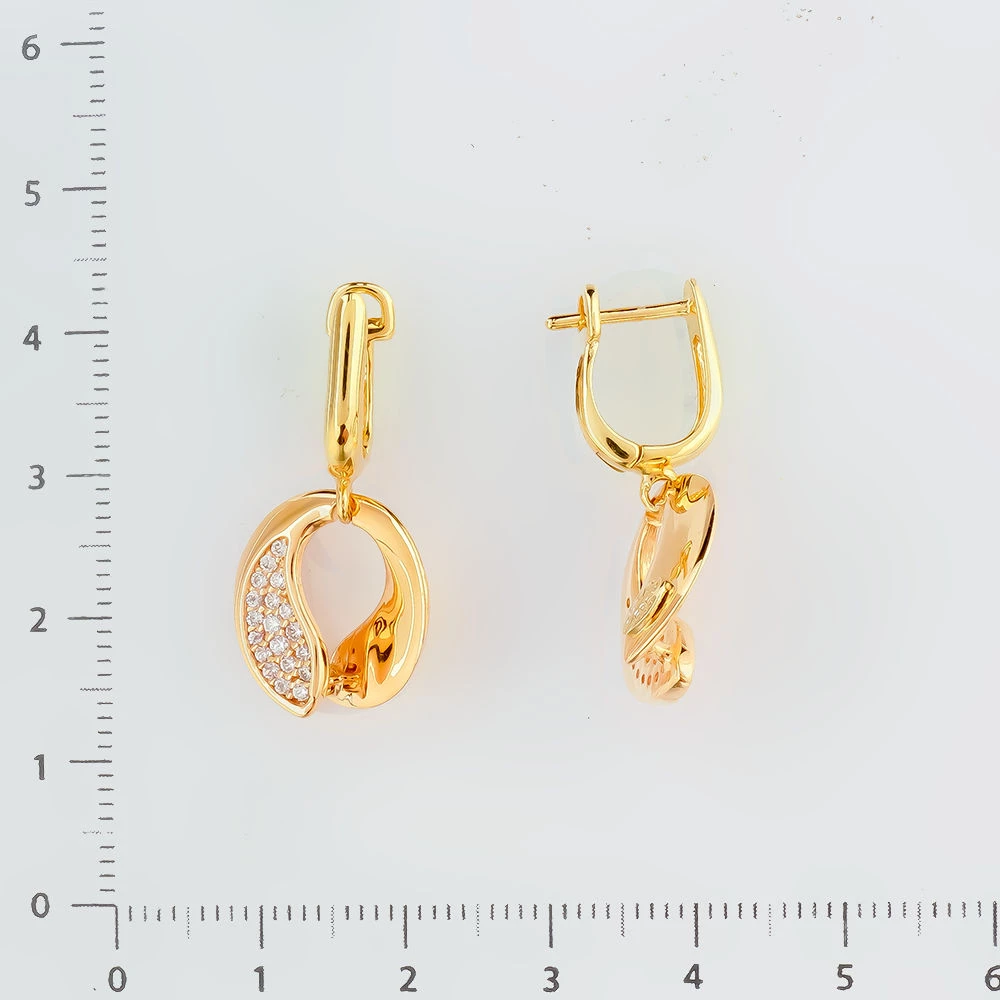 Серьги с фианитом из желтого золота 585 пробы 2