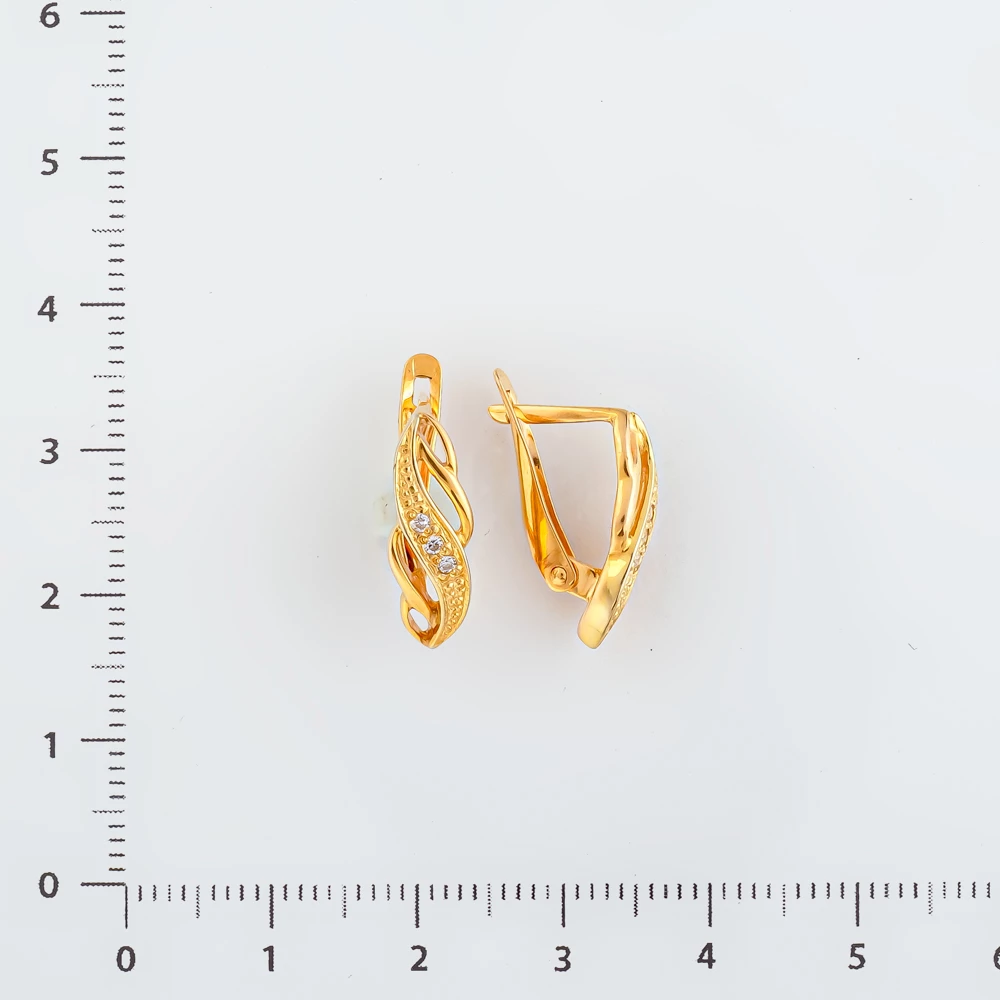Серьги с фианитом из красного золота 585 пробы 2
