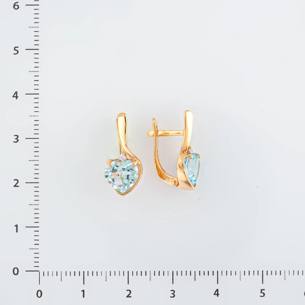 Серьги с топазом из красного золота 585 пробы 2