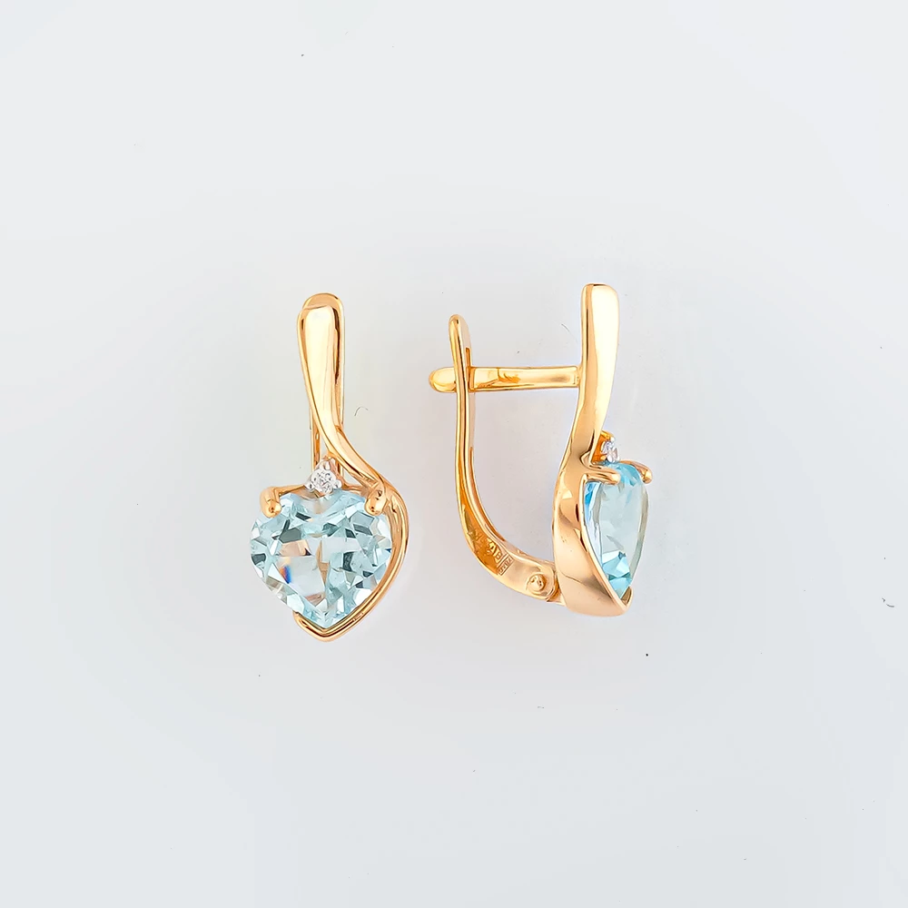 Серьги с топазом из красного золота 585 пробы 1