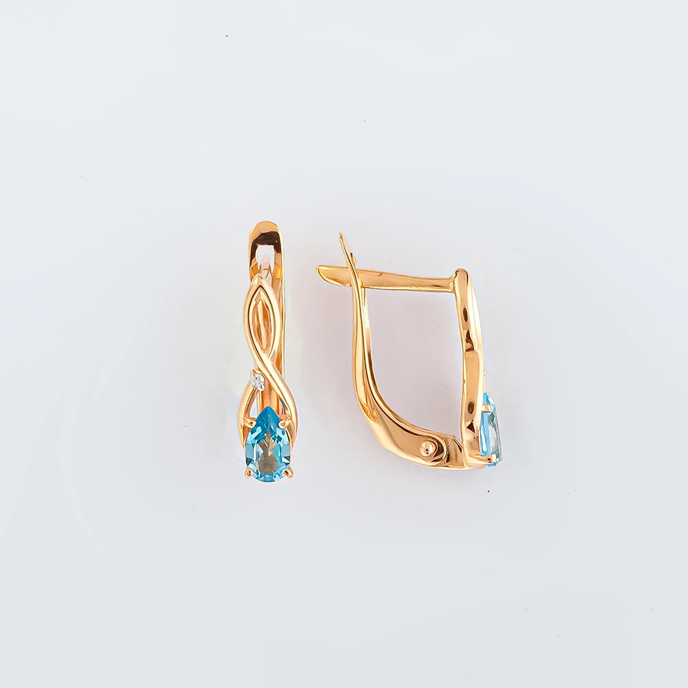 Серьги с топазом из красного золота 585 пробы 1