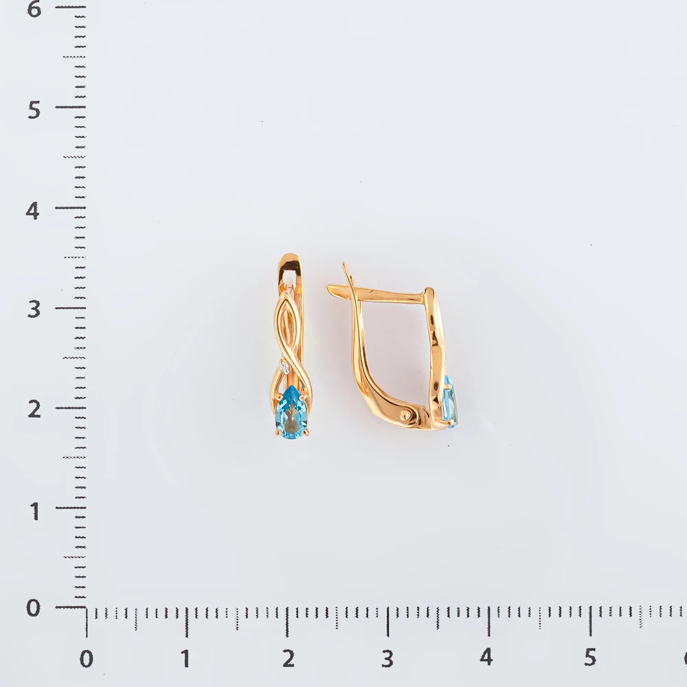 Серьги с топазом из красного золота 585 пробы 2