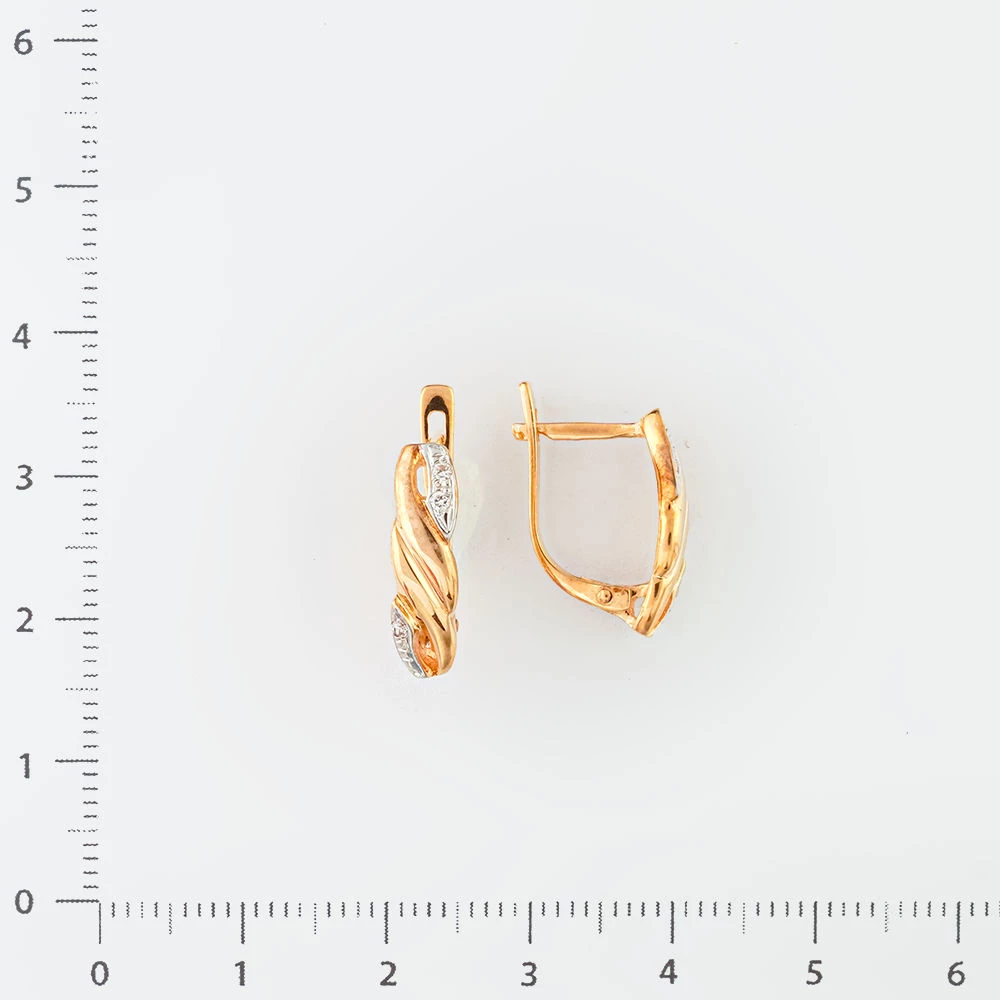 Серьги с фианитом из красного золота 585 пробы 2
