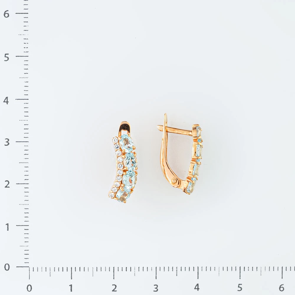 Серьги с топазом из красного золота 585 пробы 2