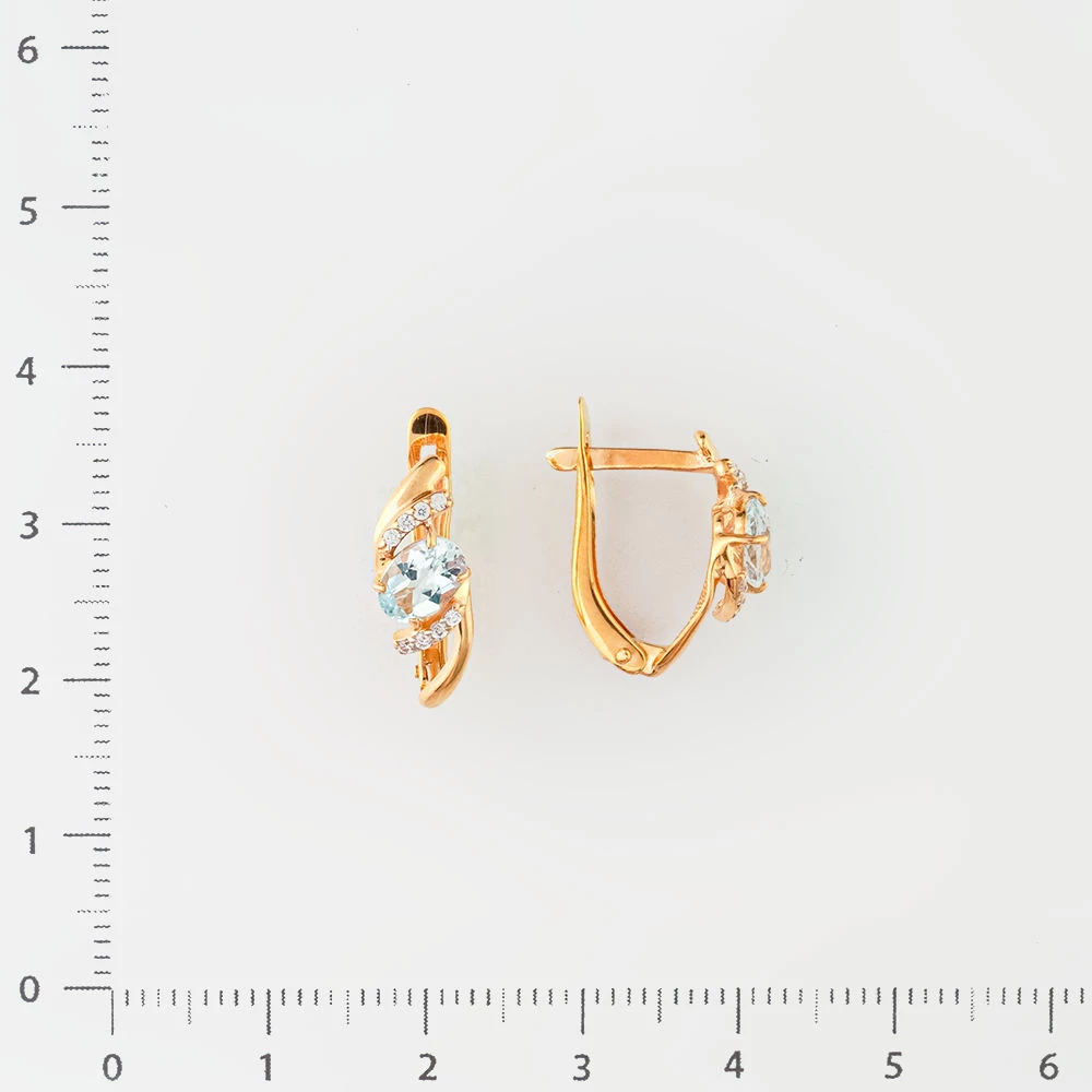 Серьги с топазом из красного золота 585 пробы 2