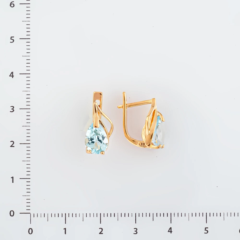 Серьги с топазом из красного золота 585 пробы