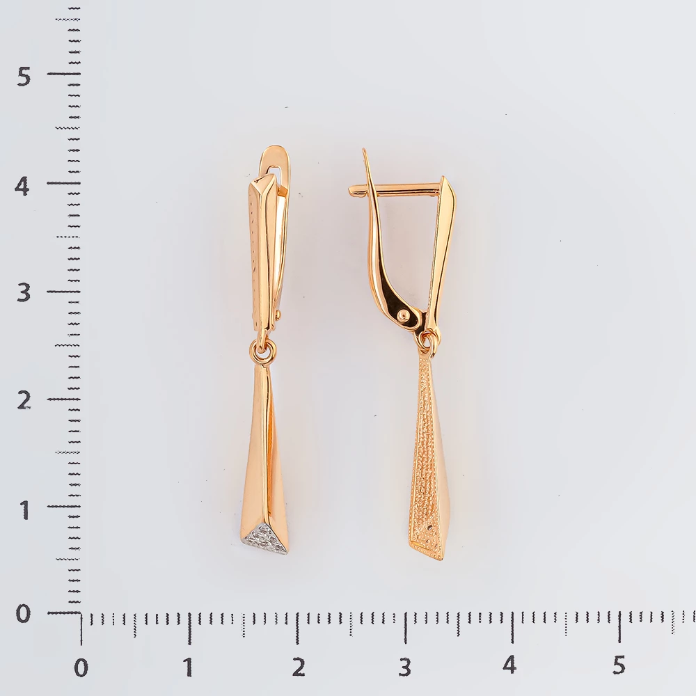 Серьги с фианитом из красного золота 585 пробы 2