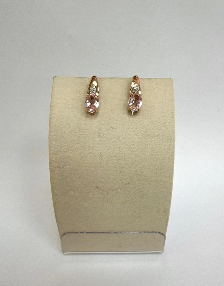 Серьги с фианитом из красного золота 585 пробы 1