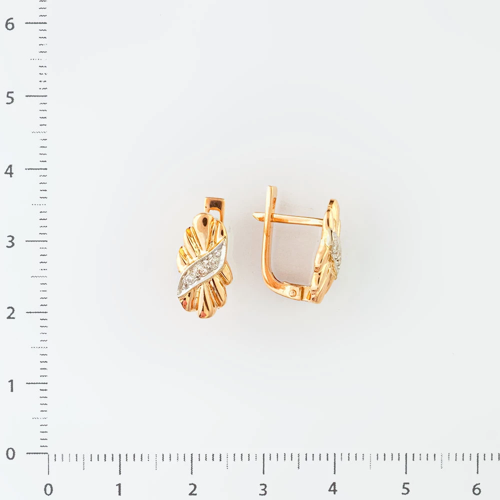 Серьги с бриллиантом из красного золота 585 пробы 2