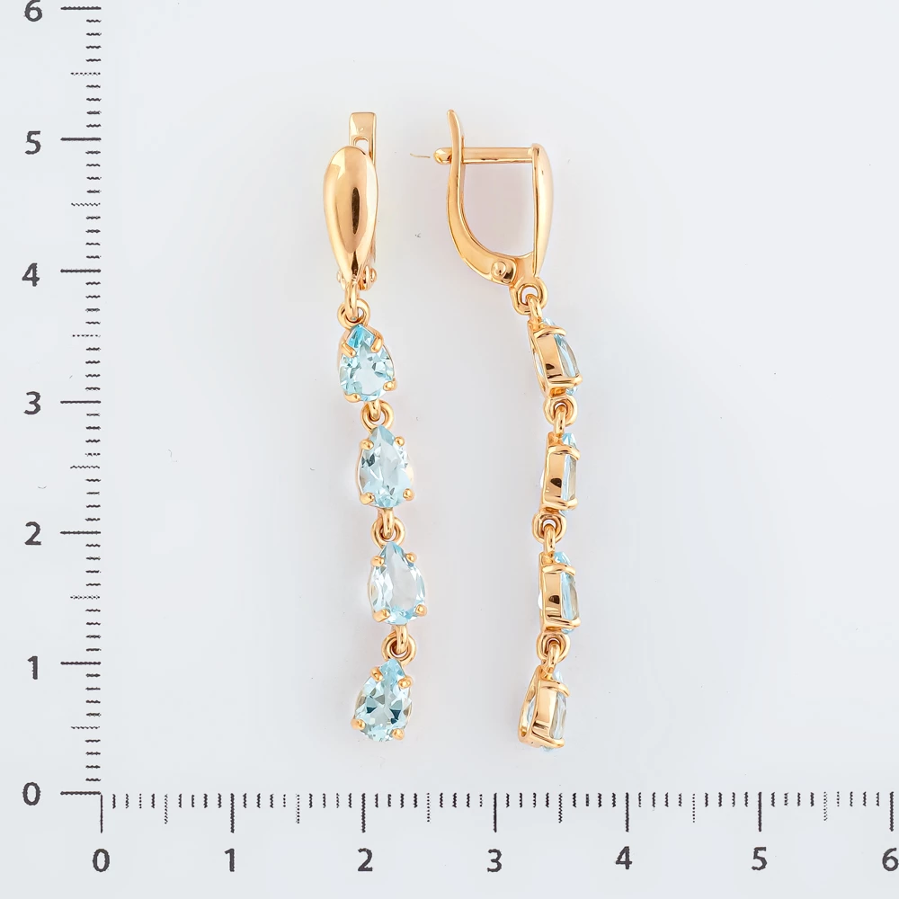 Серьги с топазом из красного золота 585 пробы 2