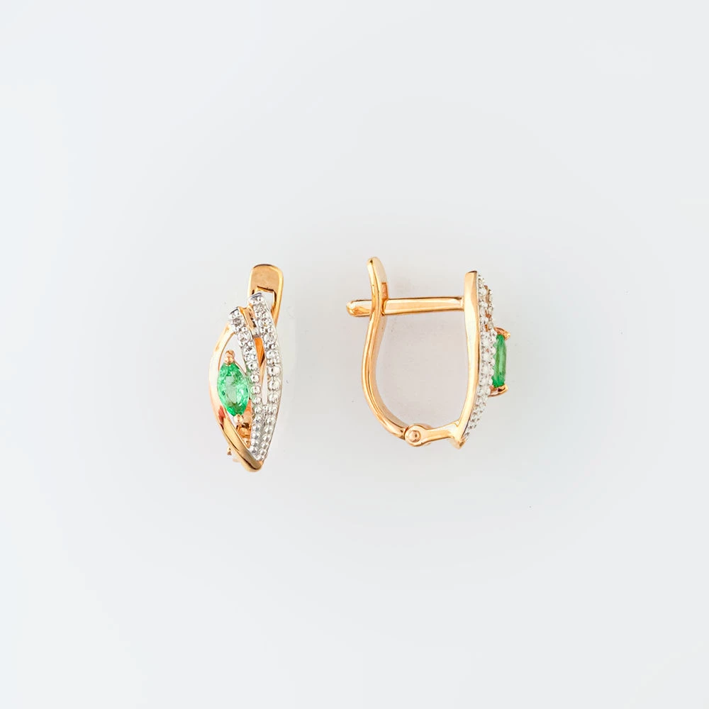 Серьги с изумрудом из красного золота 585 пробы 1