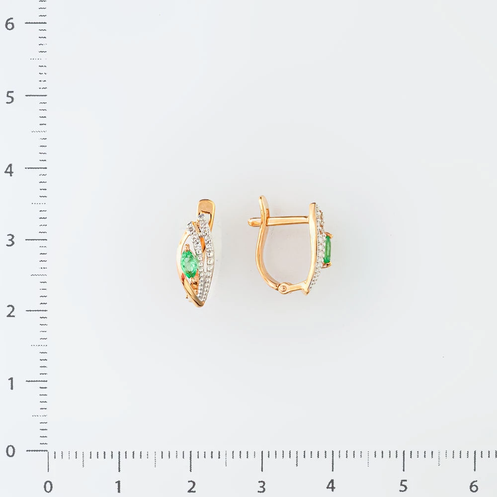 Серьги с изумрудом из красного золота 585 пробы 2