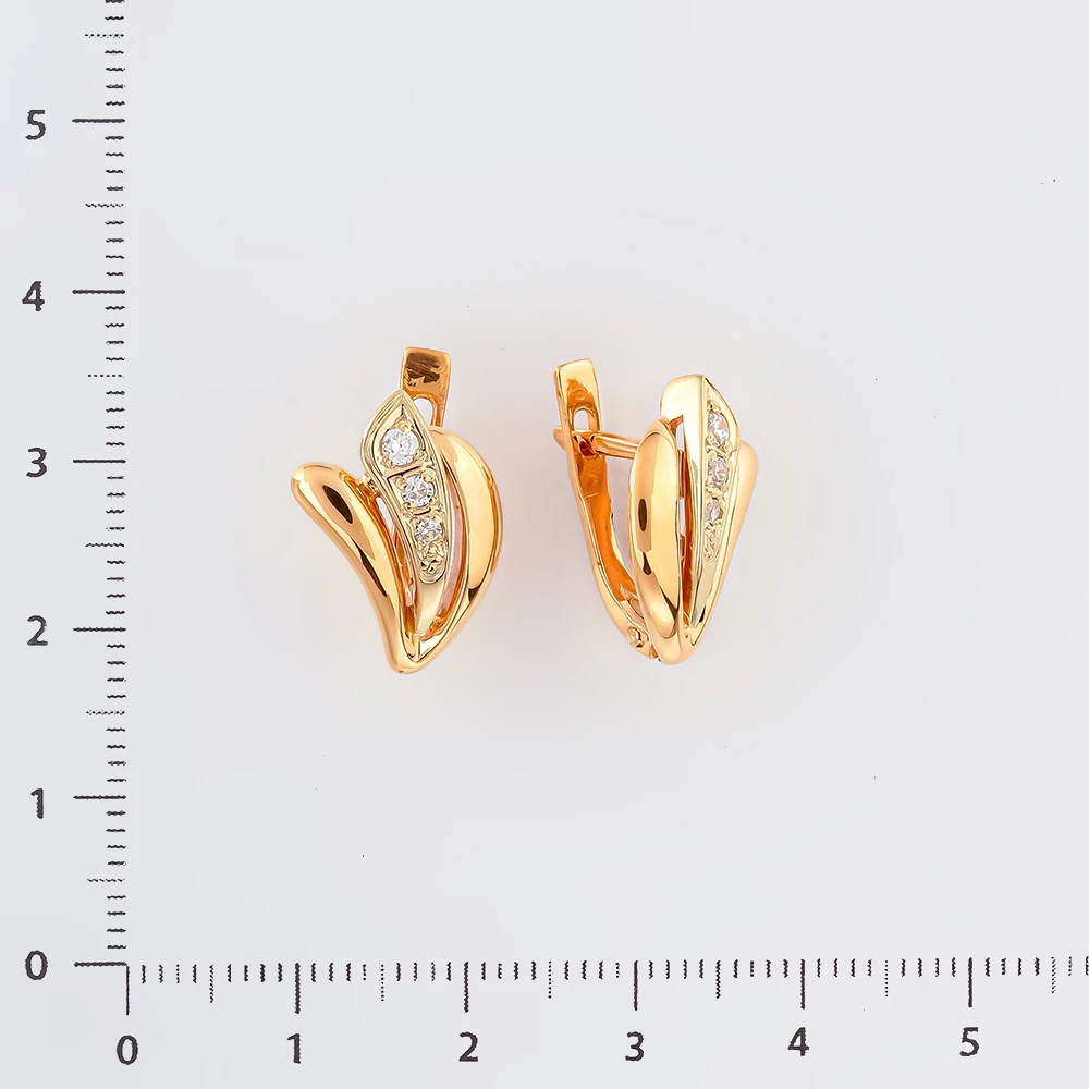 Серьги с фианитом из красного золота 585 пробы 2