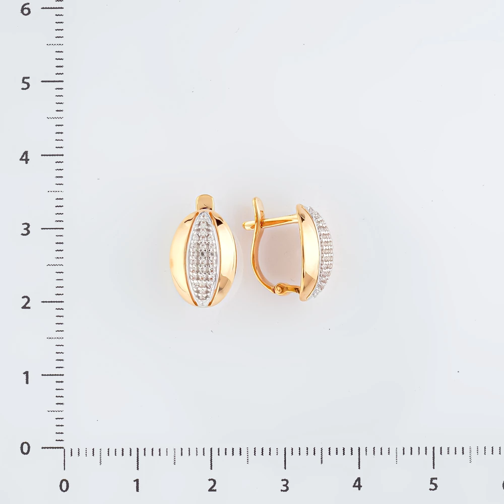 Серьги с фианитом из красного золота 585 пробы 2