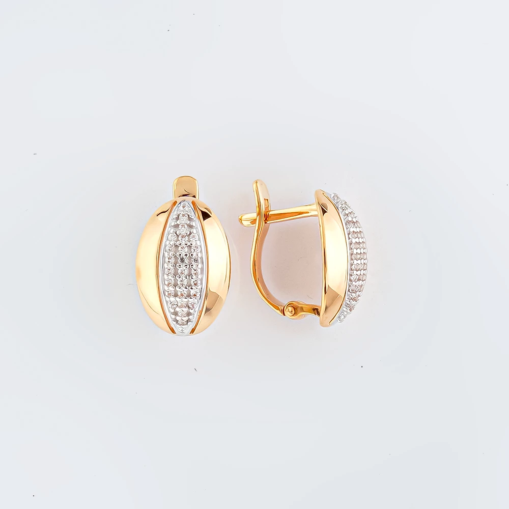Серьги с фианитом из красного золота 585 пробы 1