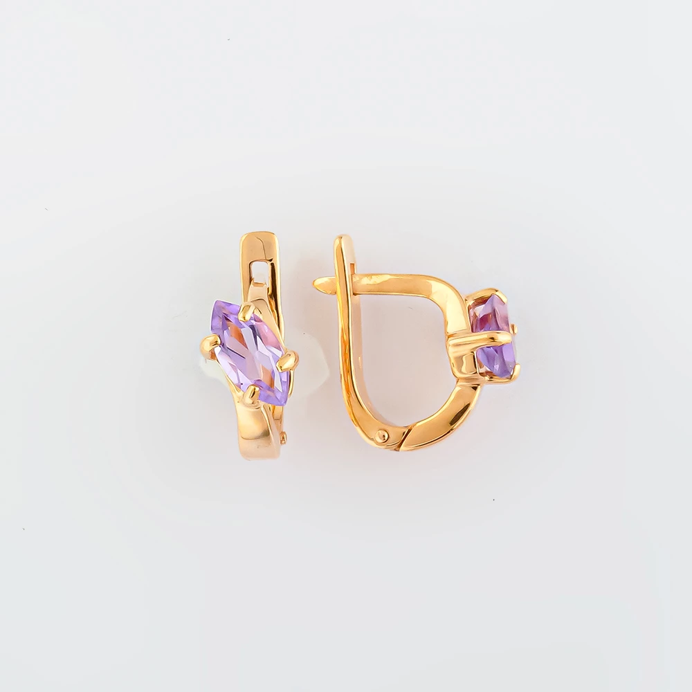 Серьги с аметистом из красного золота 585 пробы 1
