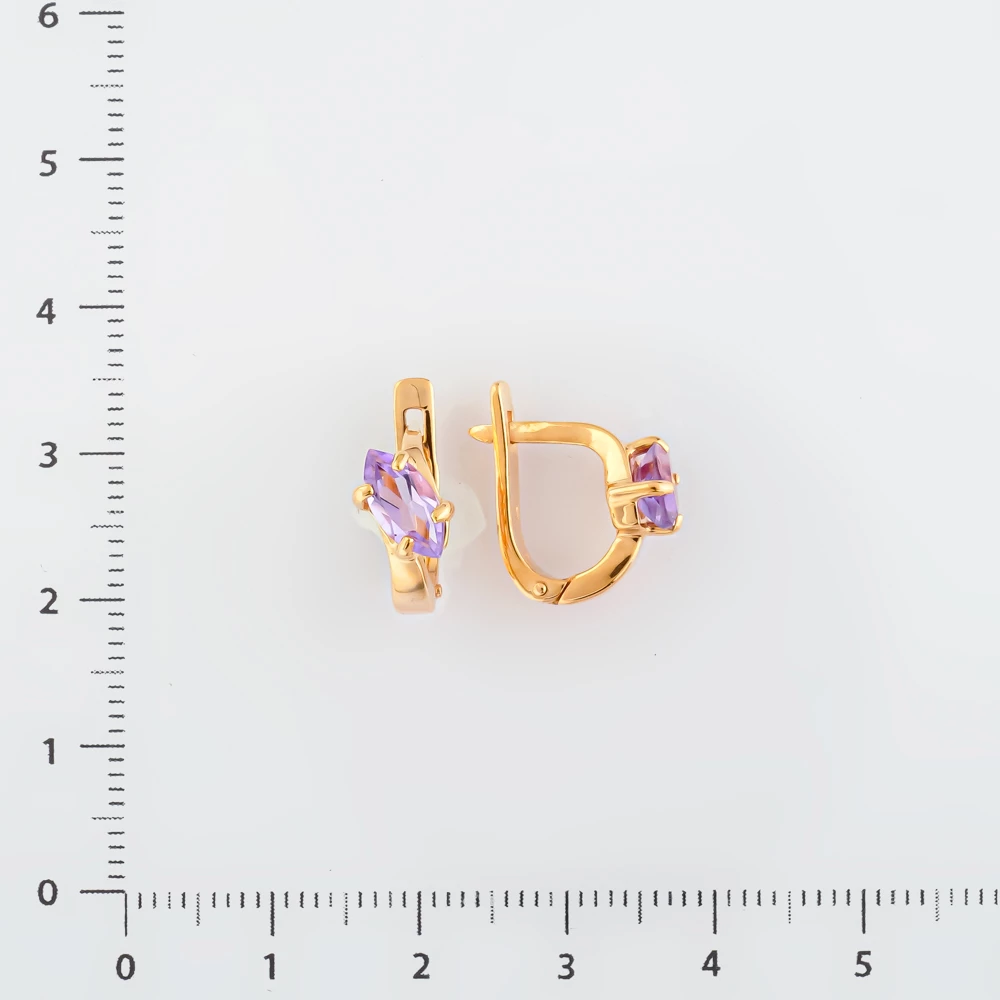 Серьги с аметистом из красного золота 585 пробы 2