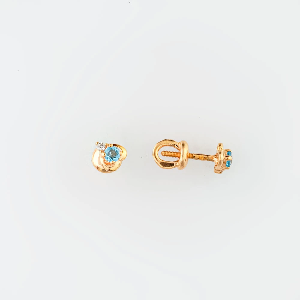 Серьги с топазом из красного золота 585 пробы 1