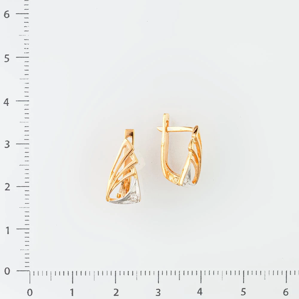 Серьги с фианитом из красного золота 585 пробы 2