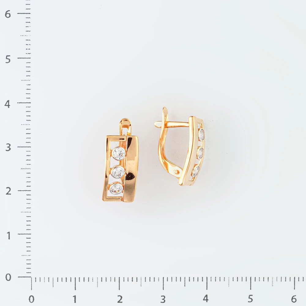 Серьги с фианитом из красного золота 585 пробы 2