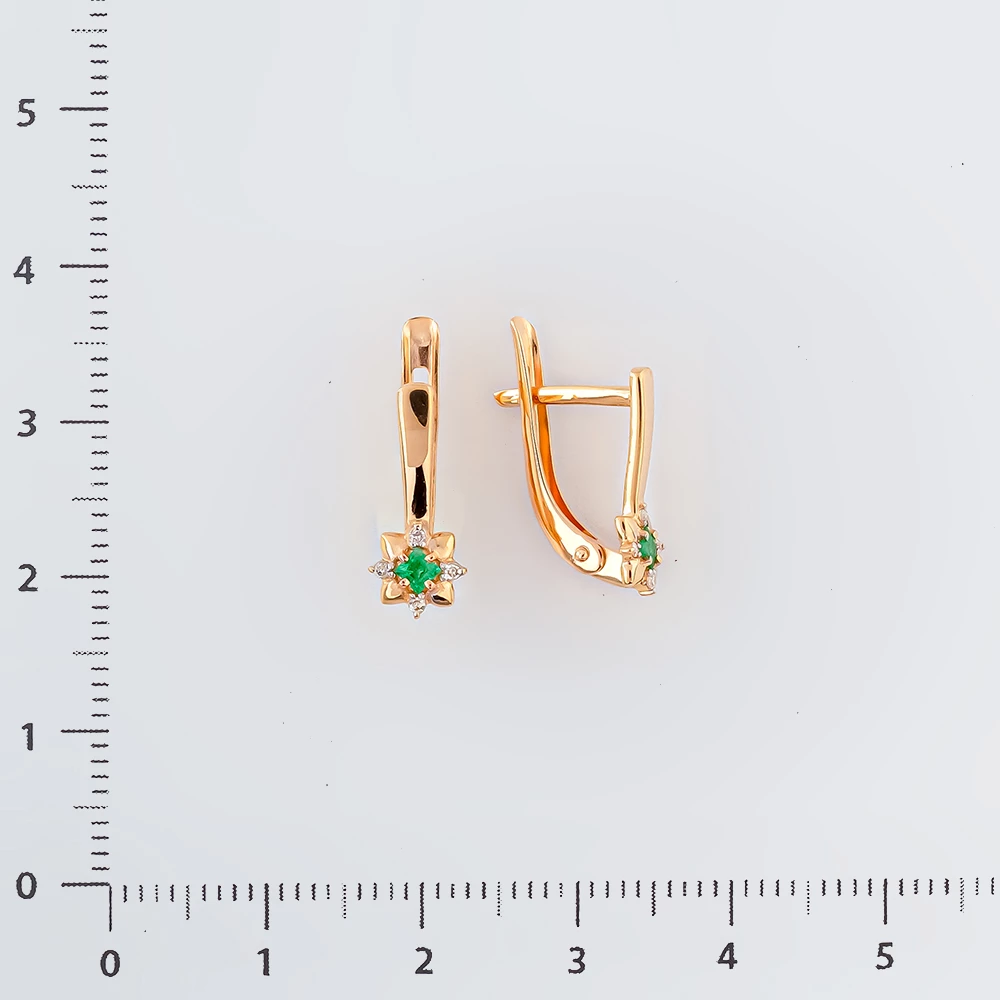 Серьги с изумрудом из красного золота 585 пробы 2