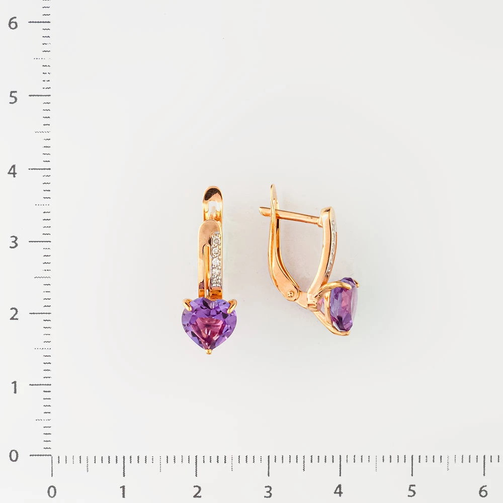 Серьги с аметистом из красного золота 585 пробы 2