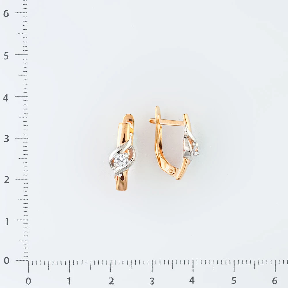 Серьги с фианитом из красного золота 585 пробы 2
